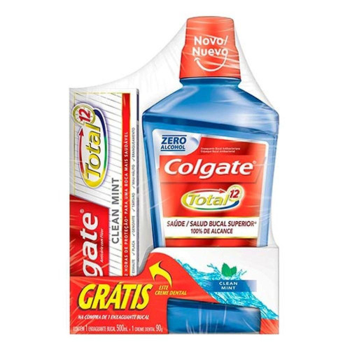 KIT COLGATE CLEAN MINT 500ML GTS TOTAL 12 90G
