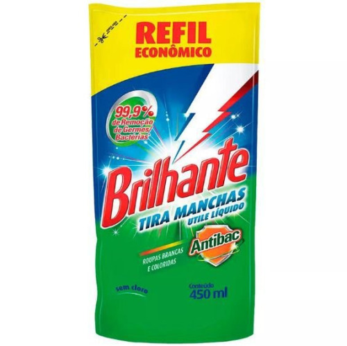 BRILHANTE TIRA MANCHAS LIQ SC 450ML ANTIBAC